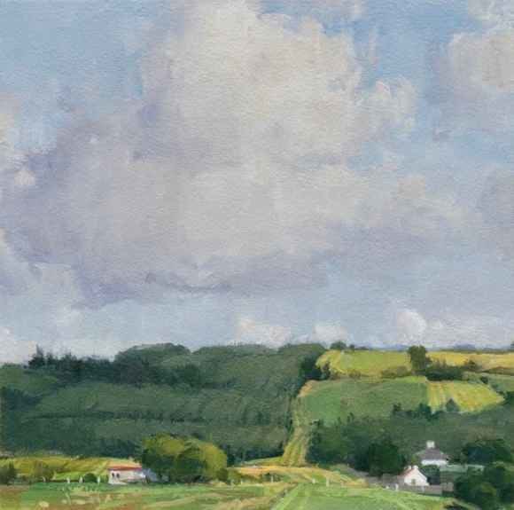 Jeffrey Reed, Hill Farm 8&quot; x 8&quot;  Oil On Canvas Mounted On Panel