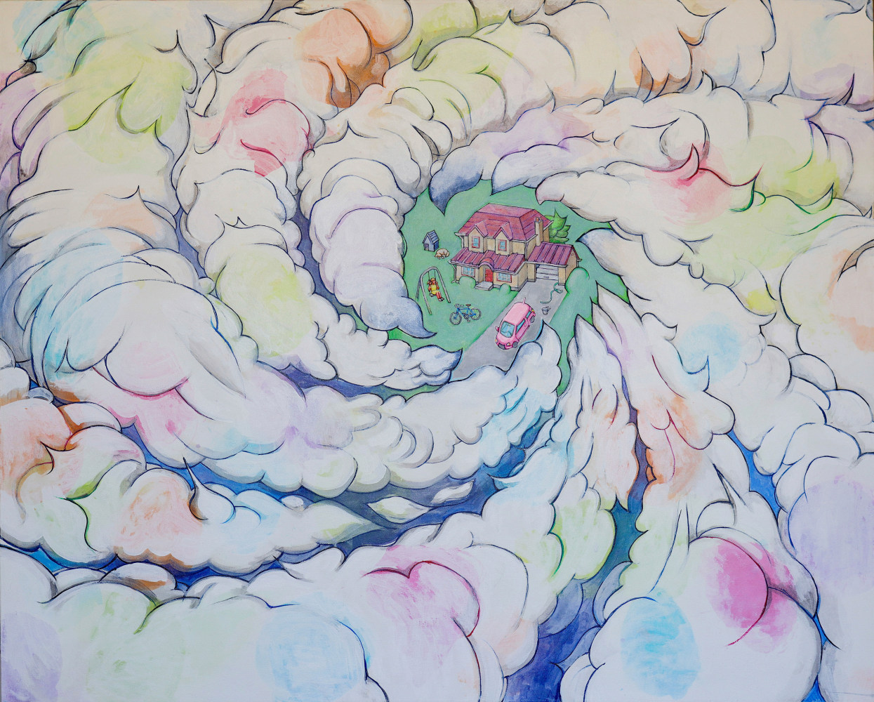 Hiro Sakaguchi, Eye Of The Hurricane No. 2 46&quot; x 56&quot;  Acrylic On Canvas
