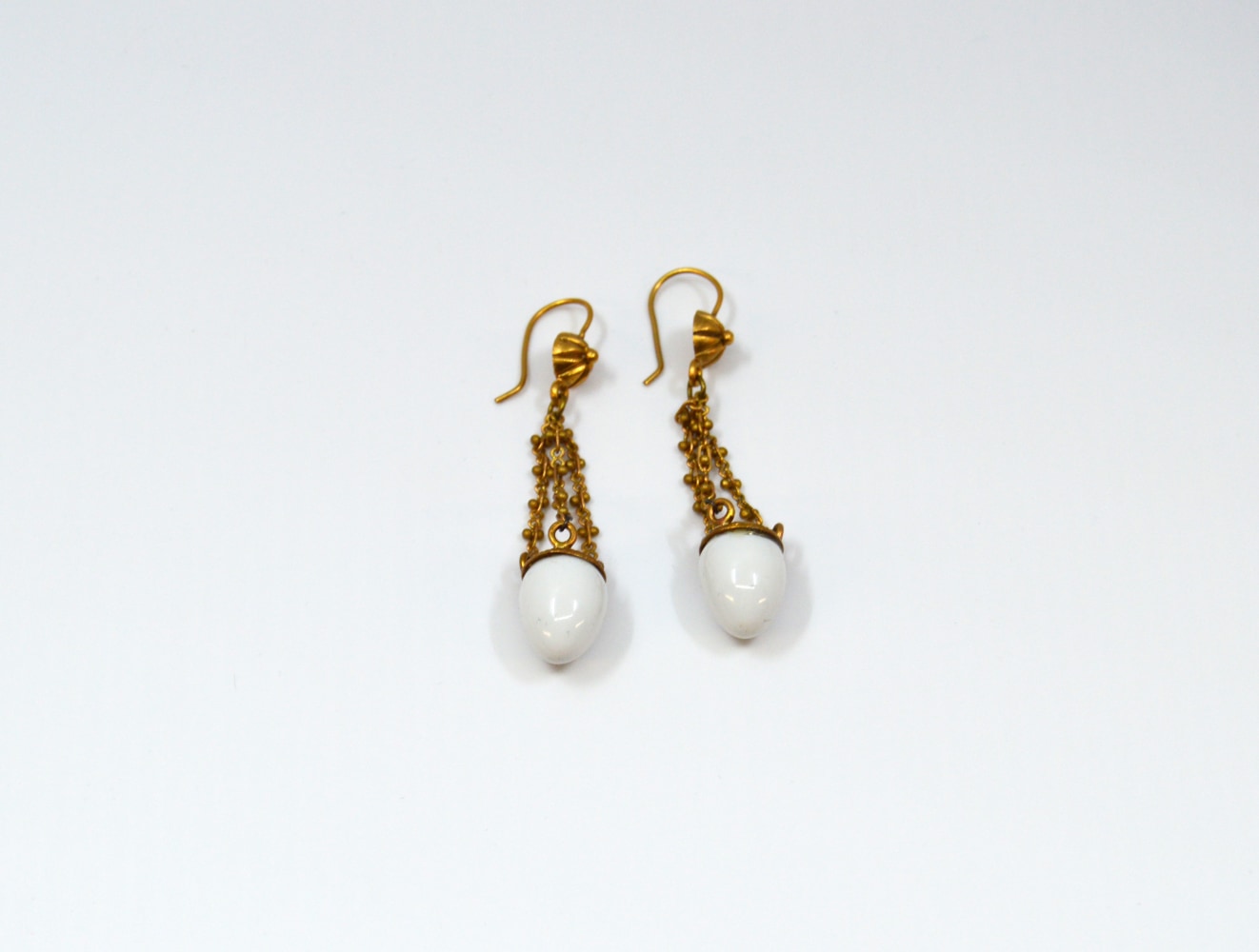 Amanda Kaiserman, Palace Earrings  one size  Brass With Gold Dip, Porcelain From Limoges