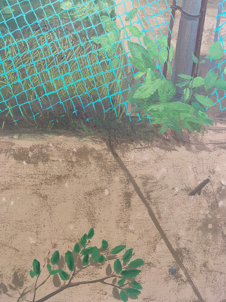 Green Fence  24” x 24”  Oil On Panel