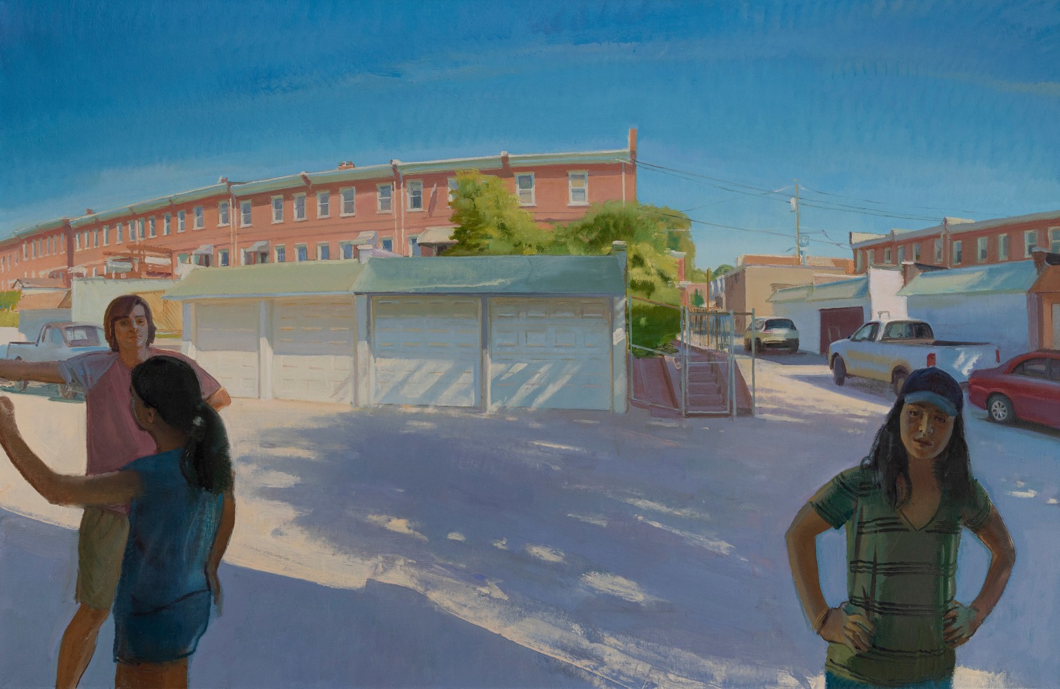 Marcus And Mina With Rowhouses  52&quot; x 80&quot;  Oil On Linen
