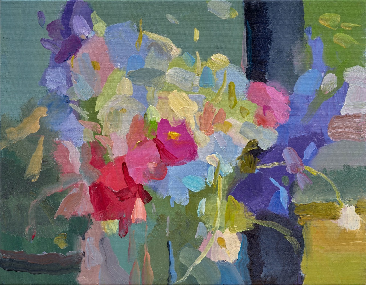 Cosmos And Delphinium On The Porch 14” x 18” Oil On Linen