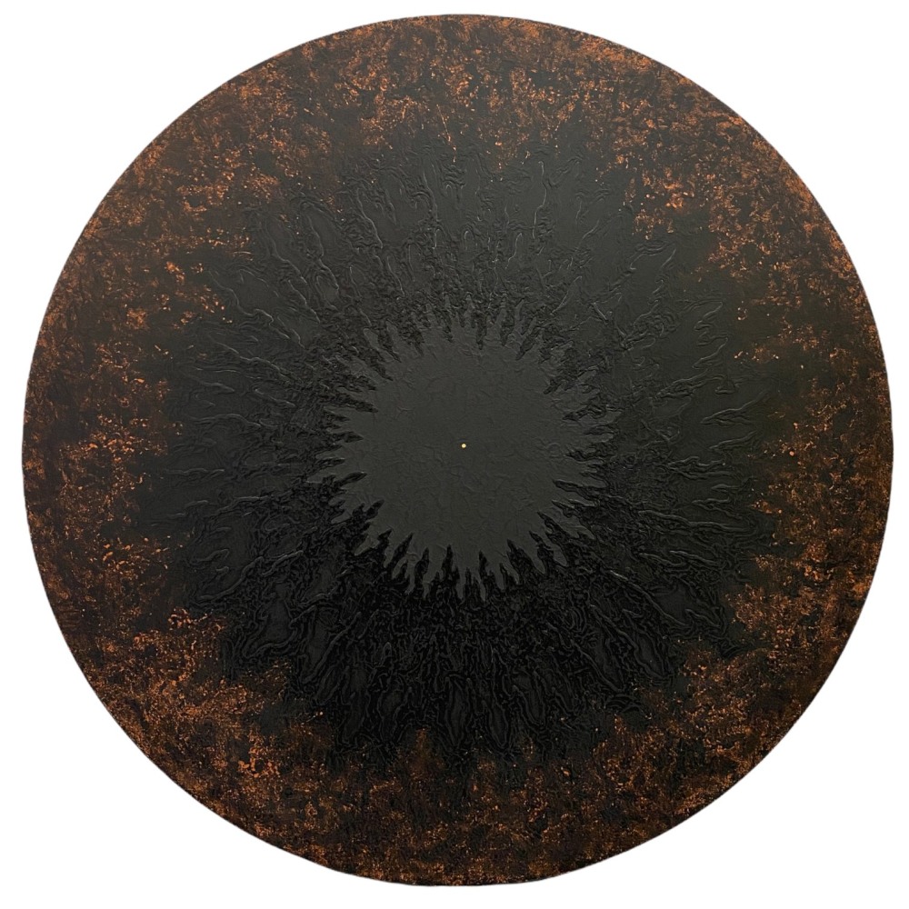 ATMAN 3  30&quot; Diameter  Abraded Acrylic And 23.5K Gold On Archival, Cradled Wood Panel