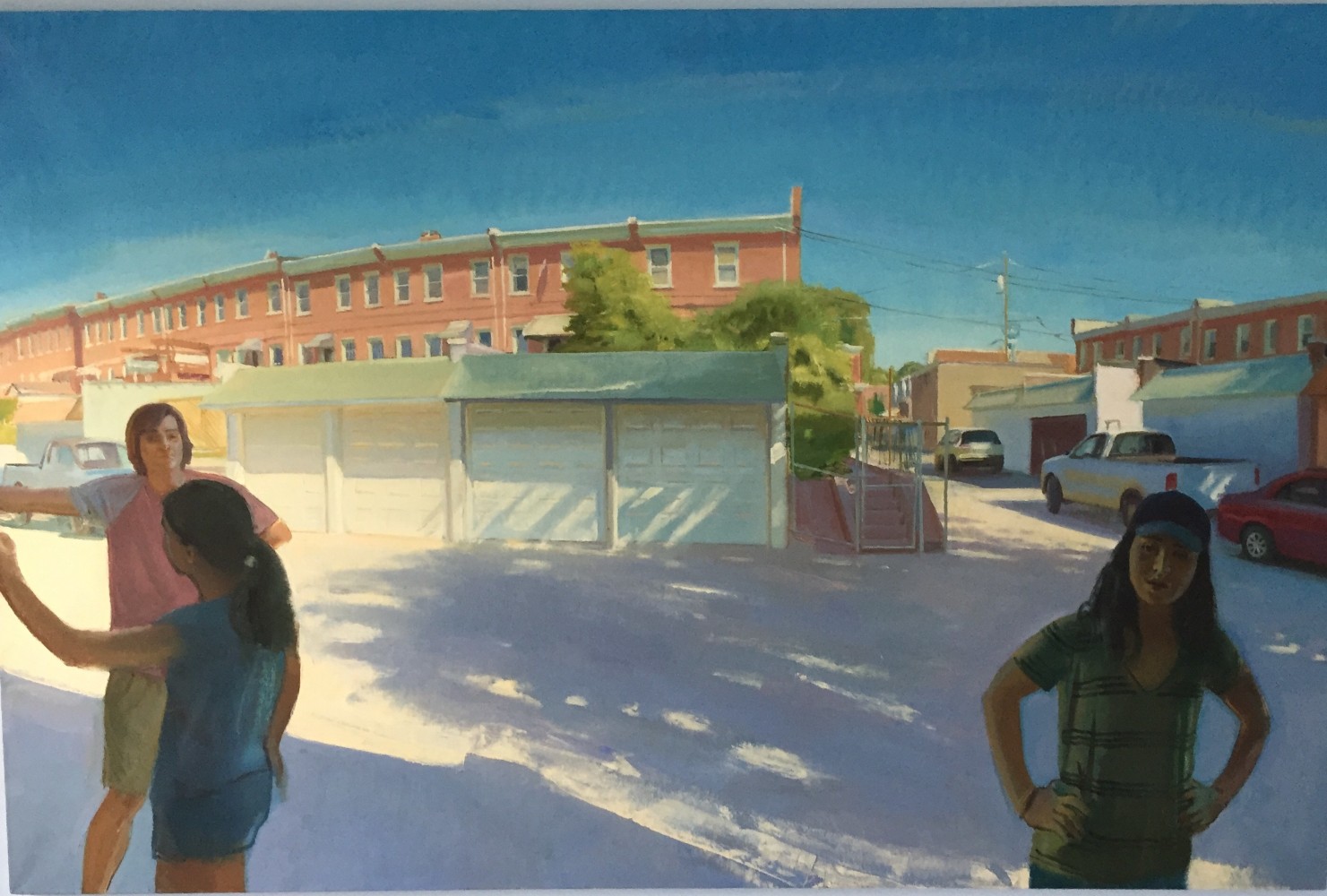 Marcus &amp; Mina with Rowhouses  52&quot; x 80&quot;  Oil On Linen