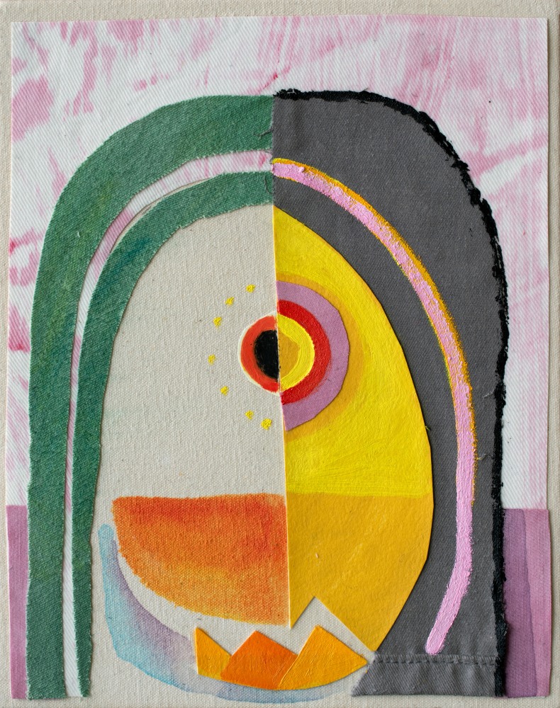 Koan XVI  10&quot; x 8&quot;  Oil, Acrylic, Paper, And Fabric On Canvas