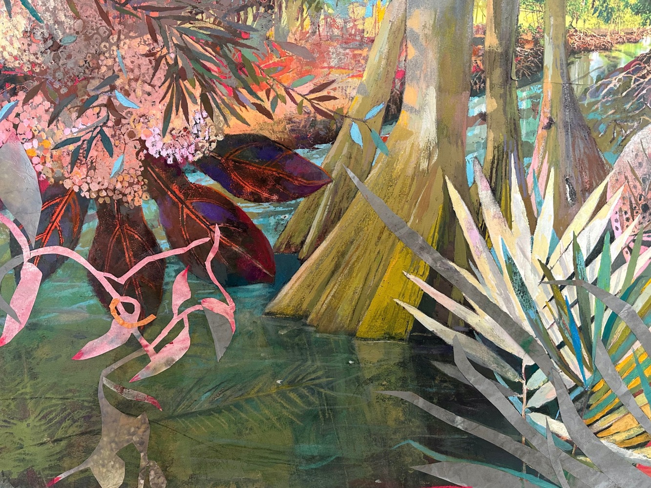 Bayou Sauvage  29” x 22”  Gouache, Oil, Collage On Paper Mounted On Board