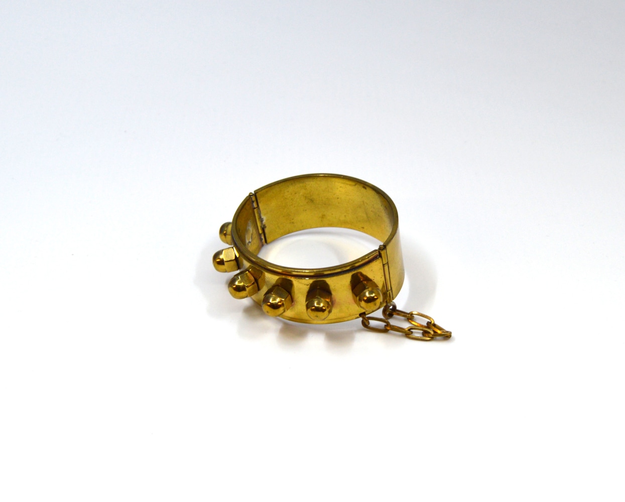 Amanda Kaiserman, Prisoniere Cuff  one size  Brass Hardware (Acorn Nuts) All Hand Constructed In France