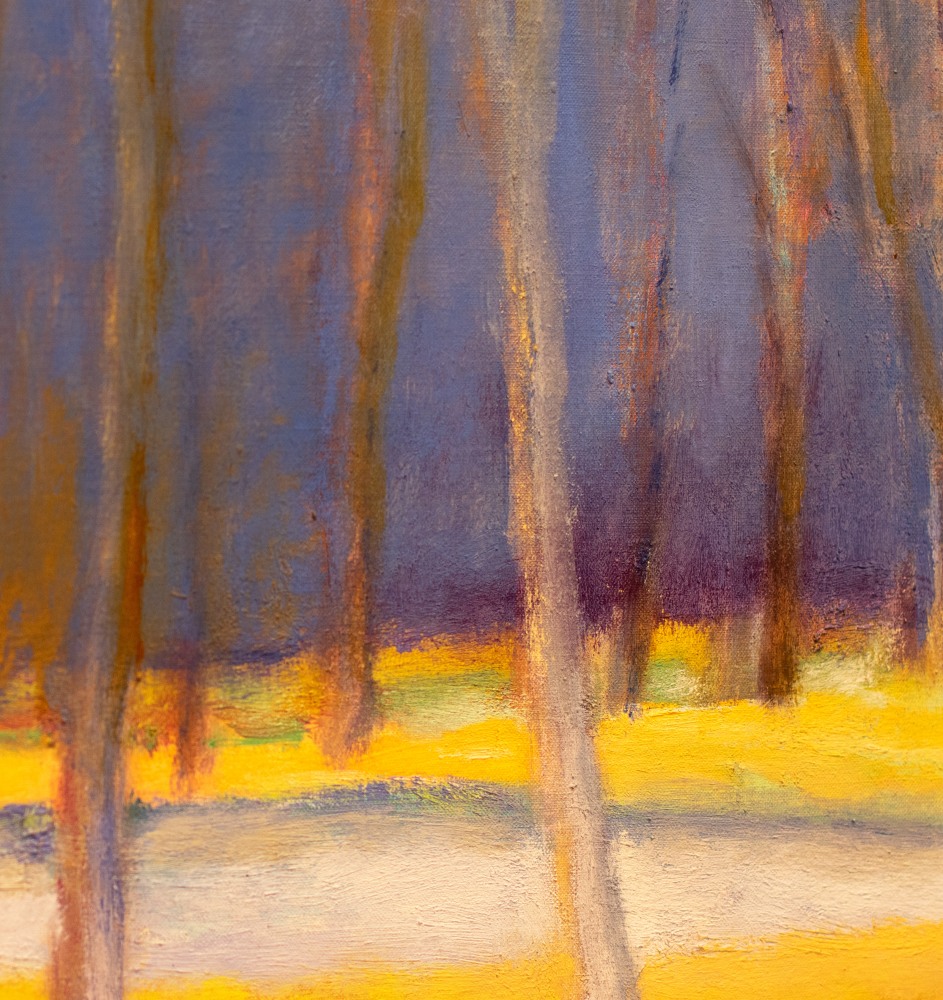 Wolf Kahn, A Study of Yellow and Purple, 1995, oil in linen, 16 x 28 inches