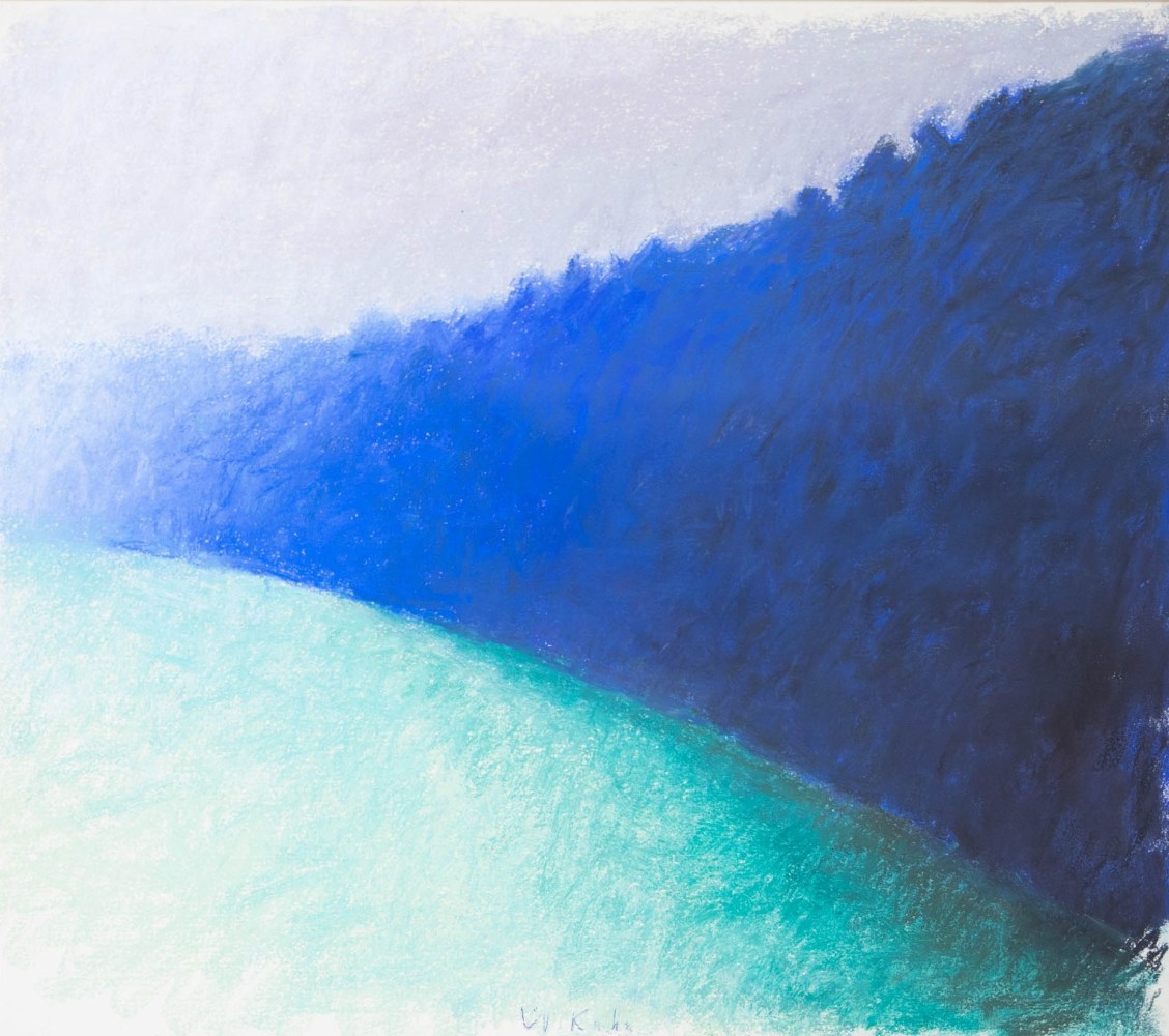 Wolf Kahn, Square Blue Tree Wall, 1989, Pastel on paper, 22 x 24 inches, Wolf Kahn Pastels,Wolf Kahn Pastels For Sale