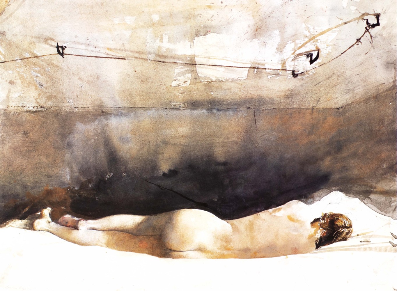 Andrew Wyeth, Study for Barracoon (Helga, Nude), Offset Color Lithograph on cream wove paper, 11.4 x 14.9 inches, Andrew Wyeth prints for sale