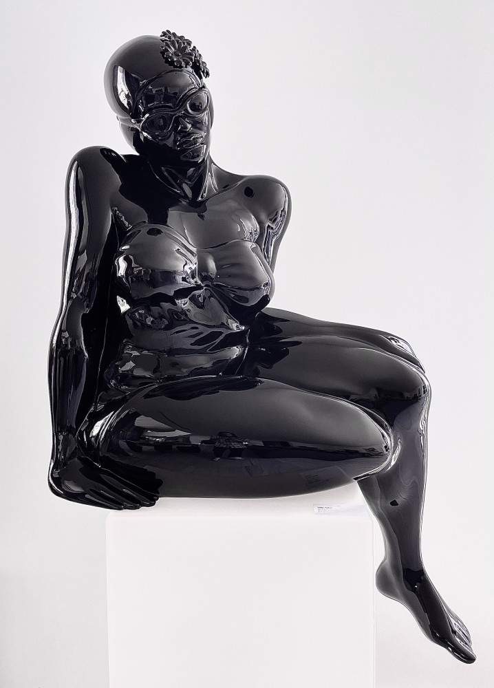 Didier Audrat, TALIMA-Black, Female sculpture, 2020, Mixed Polymer sculpture, 50h x 32w x 26d inches, Art Sculptures for sale