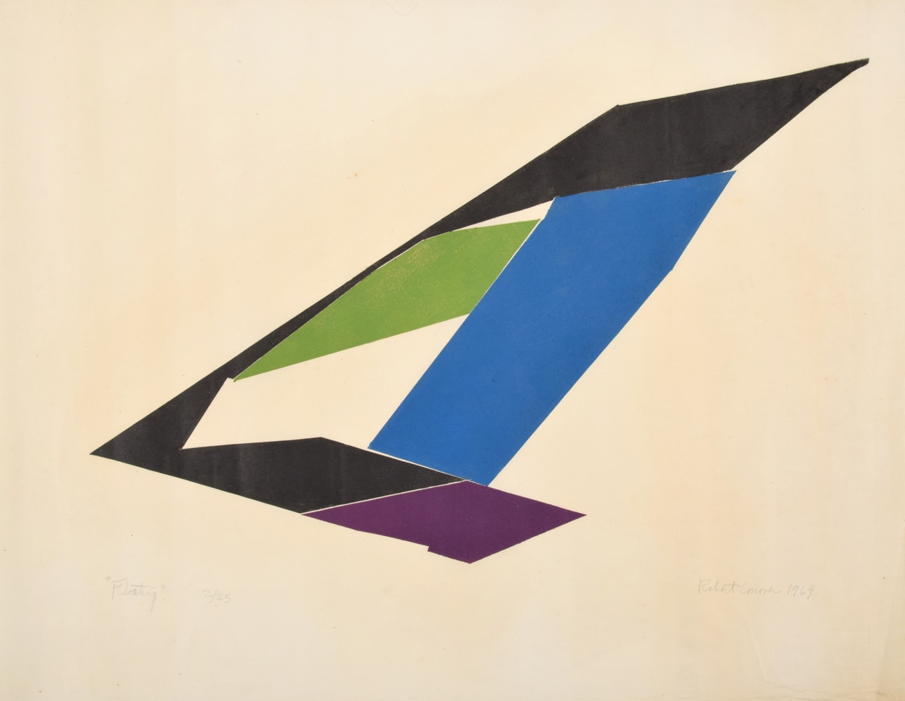 Roert Conover, Floating, 1969, color screenprint on paper, 26.25 x 24.5 inches, ed 2_25, Robert Conover artworks for sale