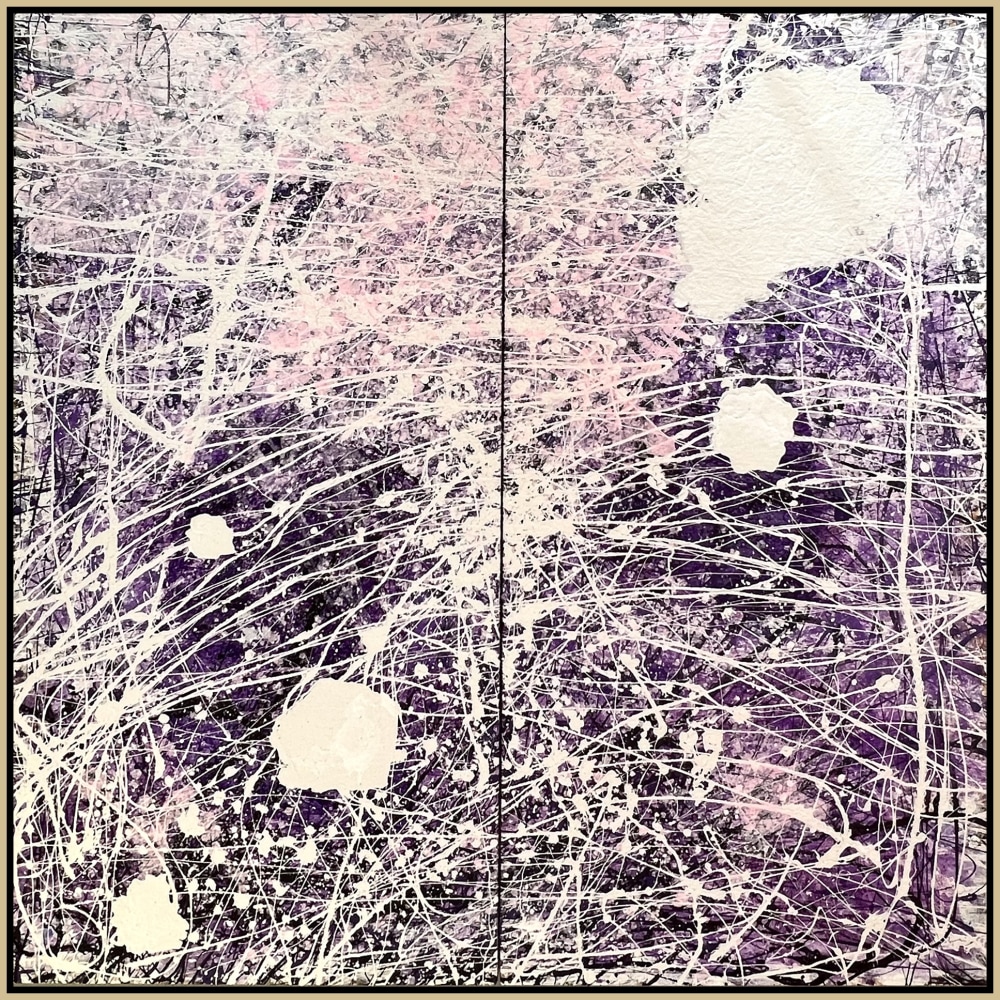 J. Steven Manolis, IN PRAISE OF COLOR (Pink, Purple and White .01), 2025, An Homage to Wolf Kahn, Vitreous acrylic and latex enamel on canvas, 72 x 72 inches