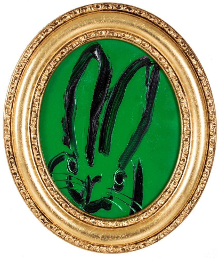 Hunt Slonem, Green Pastures Bunny Painting, 2021, Oil on wood, 10 x 8 inches, Hunt Slonem Bunnies for sale