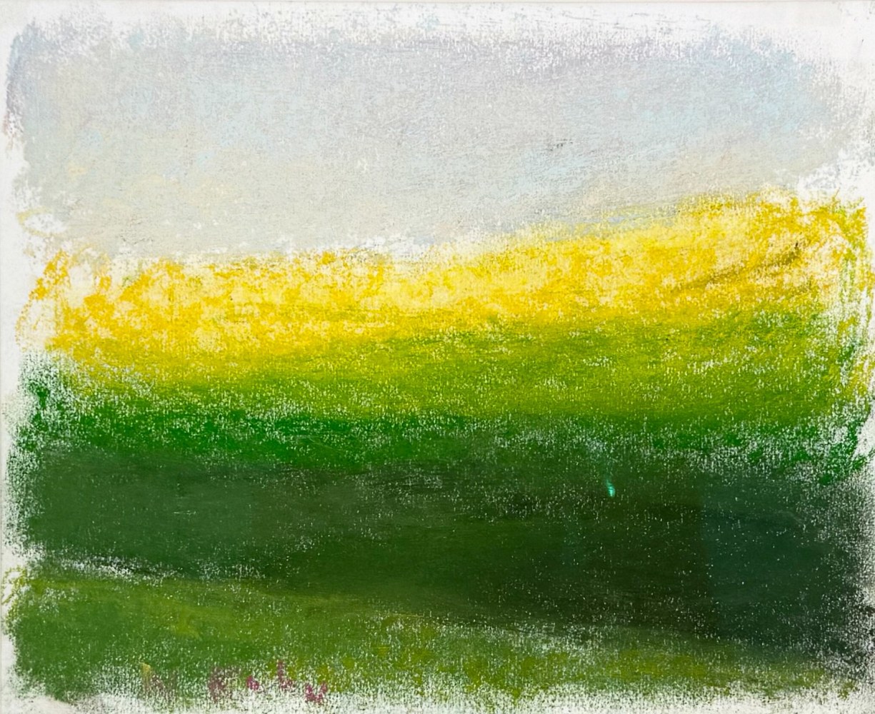 Wolf Kahn, Dark Green Wedge, 2004, pastel on paper, 8 x 9.5 inches