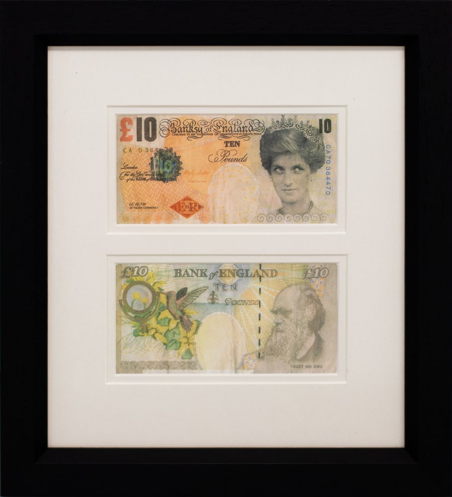 Banksy, Princess Diana Faced Tenner, 2004, 12.5 x 11.25 inches, original banksy art, Banksy art for sale