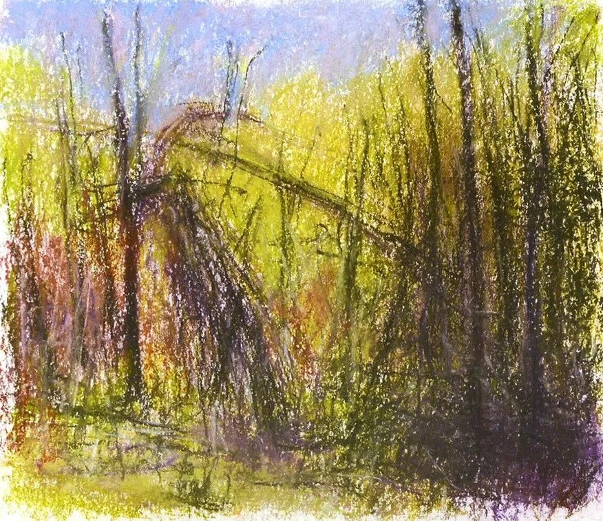 Tangle Behind a Cow Pasture, is an original Wolf Kahn pastel for sale at, Manolis Projects Gallery. This Wolf Kahn pastel is of an abstract landscape and was completed in 1992. This pastel on paper is 14 inches high x 17 inches wide. This artwork features the fusion of color, spontaneity and loose strokes, which create the luminous and vibrant atmospheric rural New England landscapes and color fields. Kahn’s unique blend of American Realism and the formal discipline of Color Field painting sets the work of Wolf Kahn apart from his contemporaries. It is one of many original Wolf Kahn artworks for sale at Manolis Projects Gallery Miami.