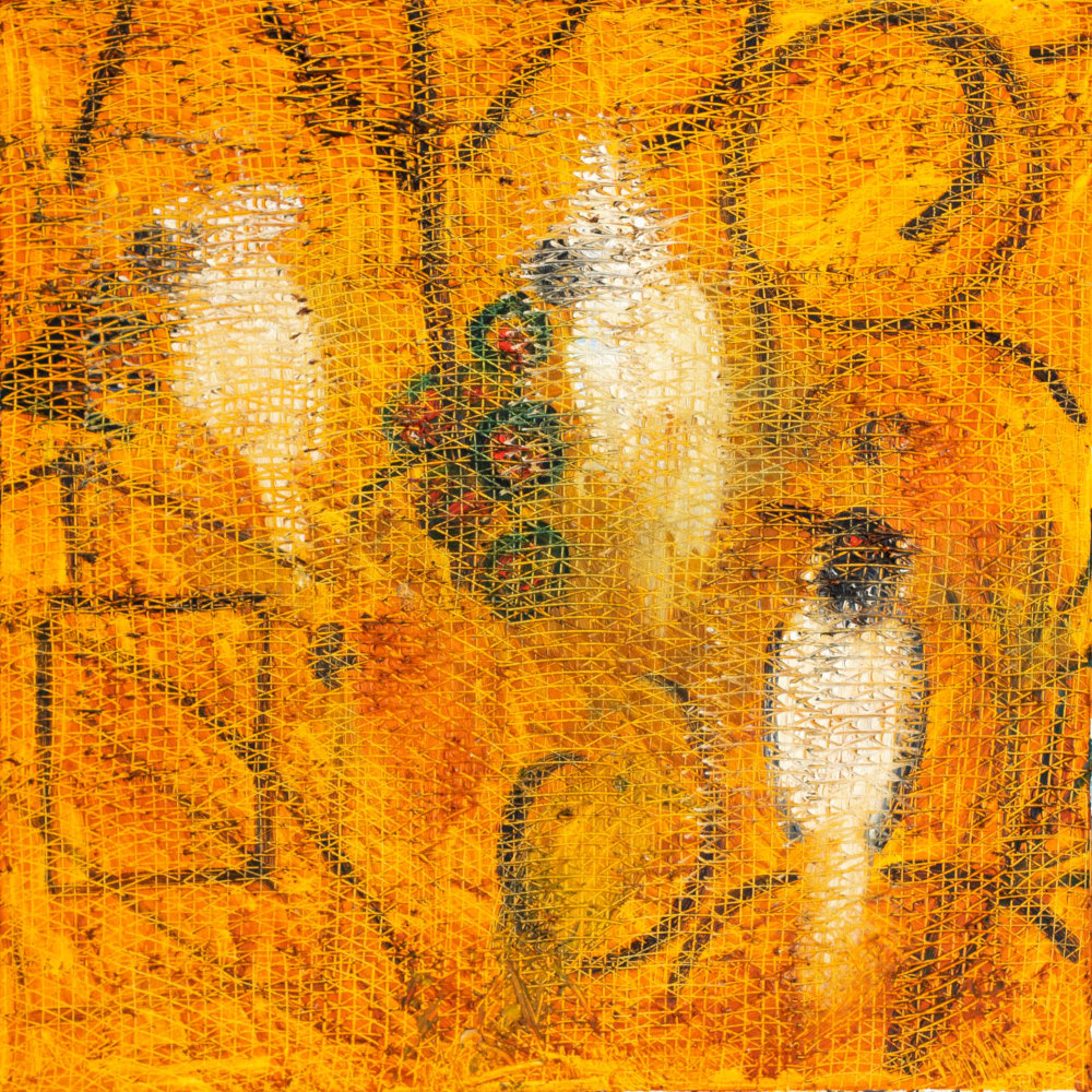Hunt Slonem, Haitian Rope, 1993, oil on canvas, 37 x 37 inches, Early hunt slonem art for sale