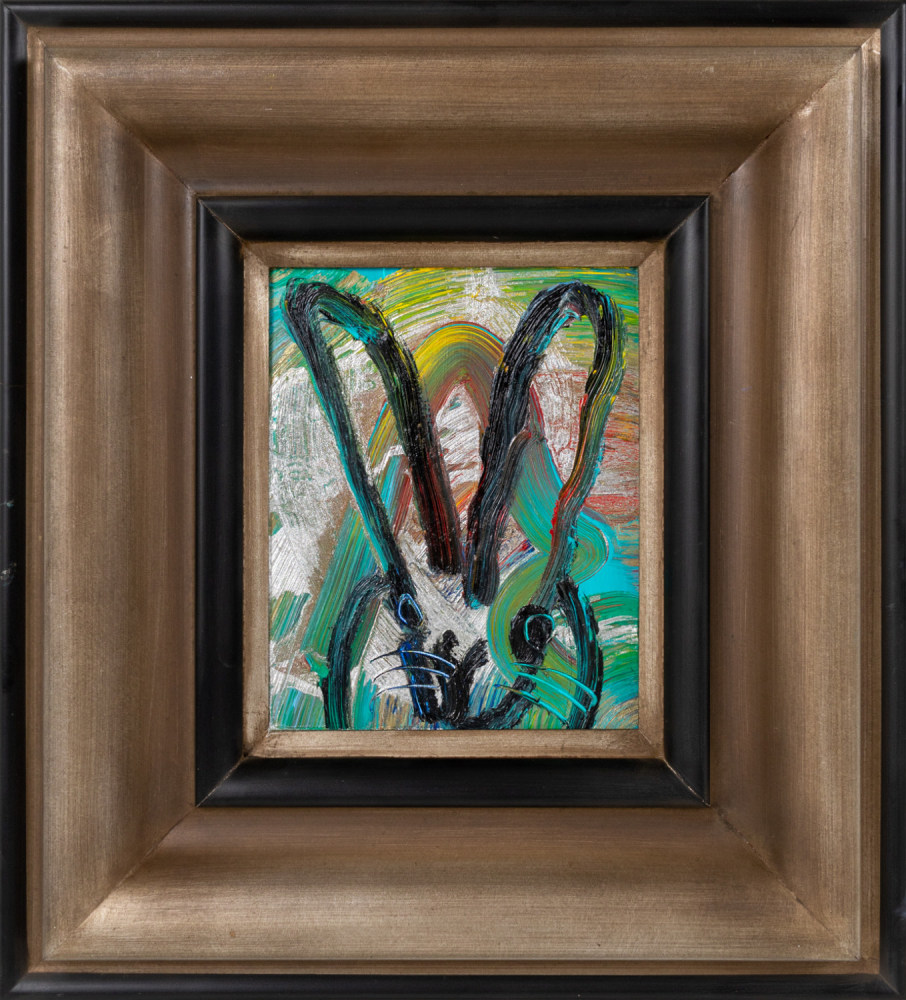 Hunt Slonem, Eternal bunny painting, 2021, oil on wood, 10 x 8 inches, Hunt Slonem bunny paintings