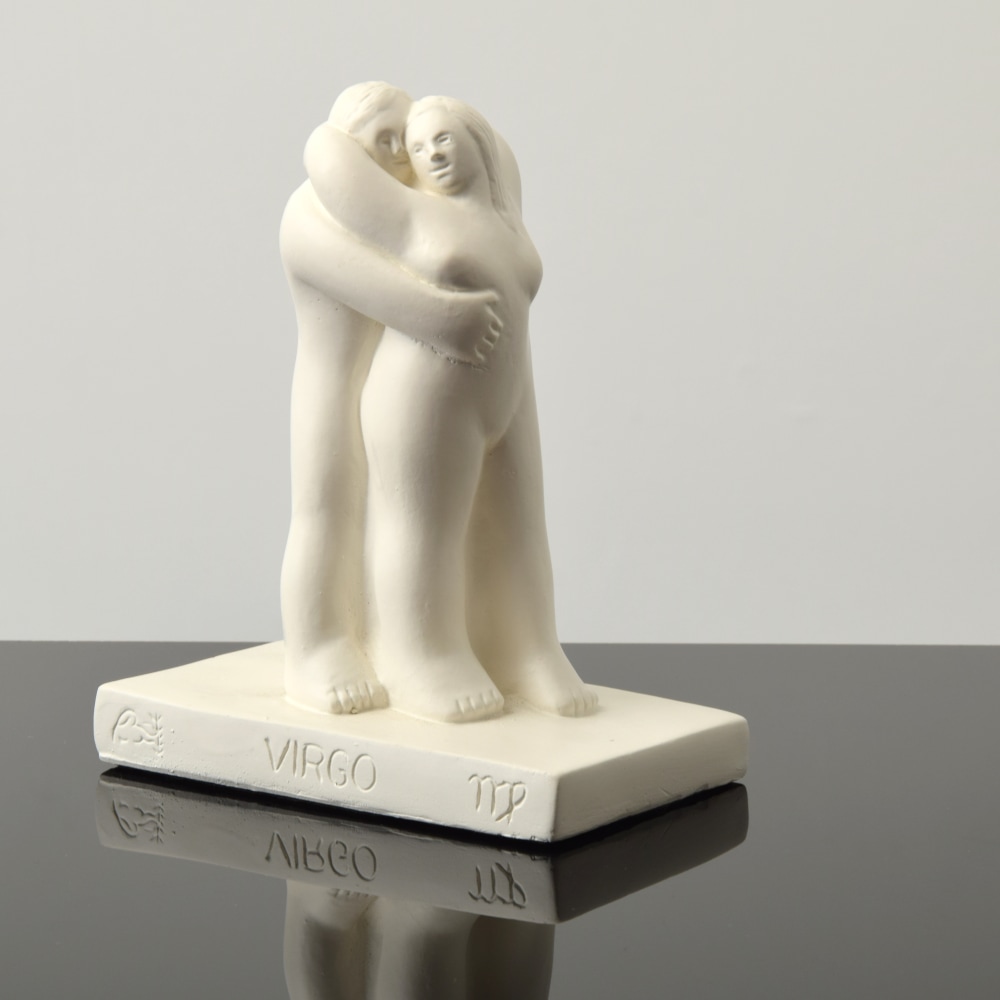 Tom Otterness, Virgo, 1982, Zodiac Love Series, Painted Plaster, 7.25h x 6w x 3.5d inches