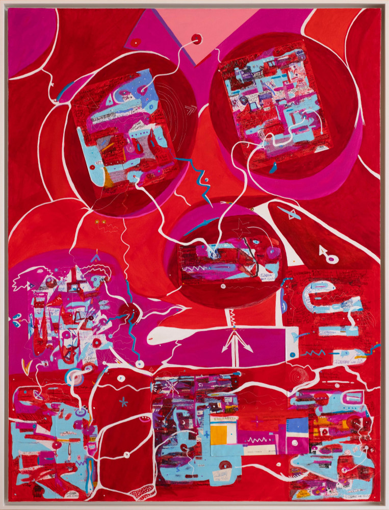 Ron Burkhardt, Inner Synapses of Silicon Valley, 2022, Acrylic on canvas, 40 x 30 inches, notism art