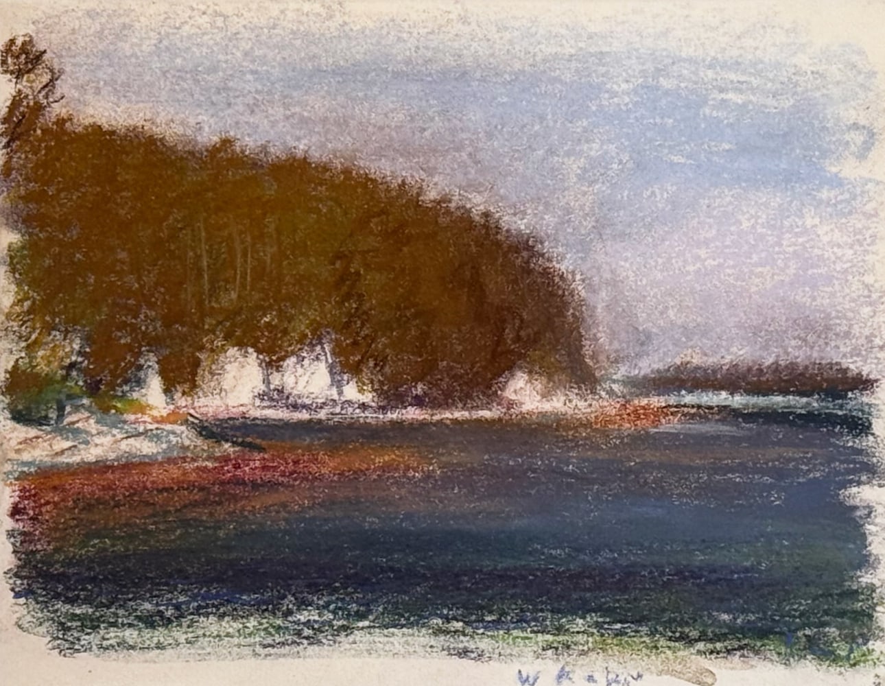 Wolf Kahn, Westport Island Passage, 1995, Pastel on paper, 11 x 14 inches, Wolf Kahn pastel for sale