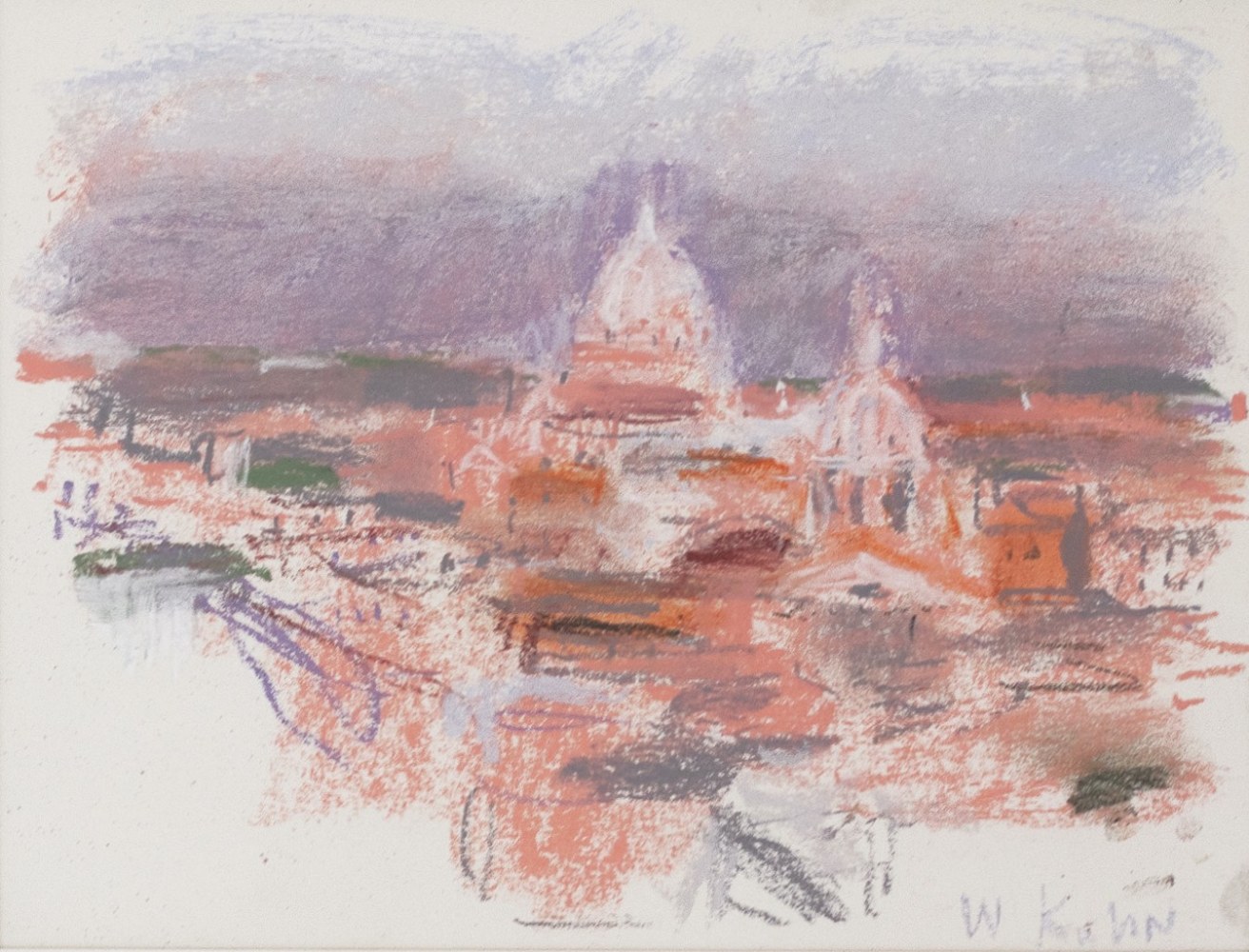 Wolf Kahn, From the Roof of Hotel Hassler, 2001, Pastel, 9 x 12 inches, wolf kahn pastel, Wolf Kahn Pastels for sale