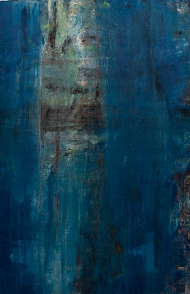 Richard Snyder, Blue curtain, 2004, Oil on canvas, 63.5 x 41 inches