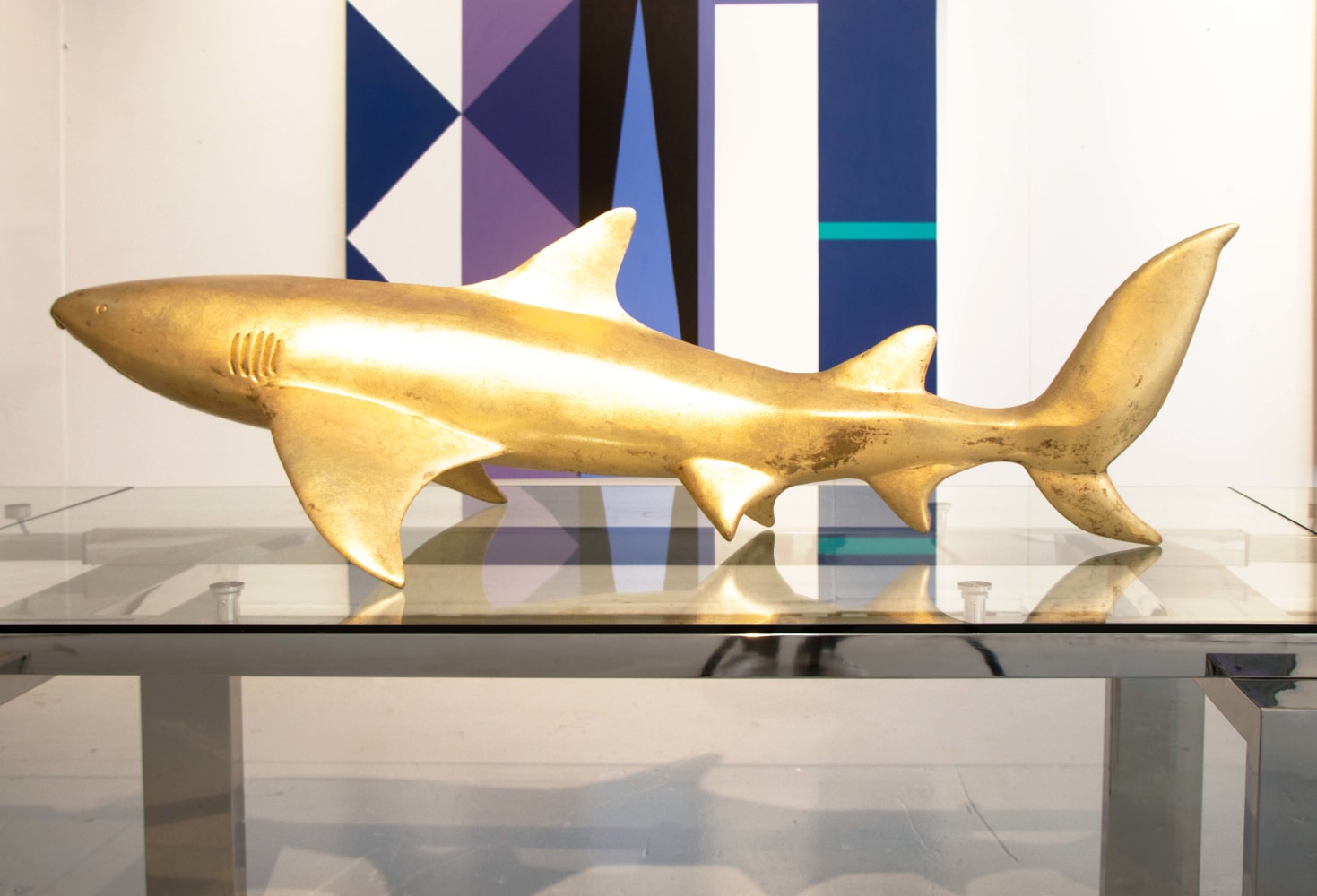 Hamilton Aguiar, Shark (Medium), 2015, Gold Leaf on Architectural Styrofoam, 18h x 60w x 25d inches
