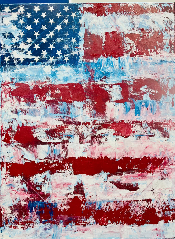 Camilla Webster, American flag, Contemporary Artist, Abstract Expressionism