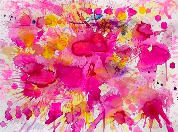 J. Steven Manolis, FLAMINGO 1832- 2016, 18 X 24 inches, WATERCOLOR, GOUACHE, &amp; ACRYLIC painting ON PAPER, Pink Abstract Art, Tropical Watercolor paintings for sale at Manolis Projects Art Gallery, Miami, Fl