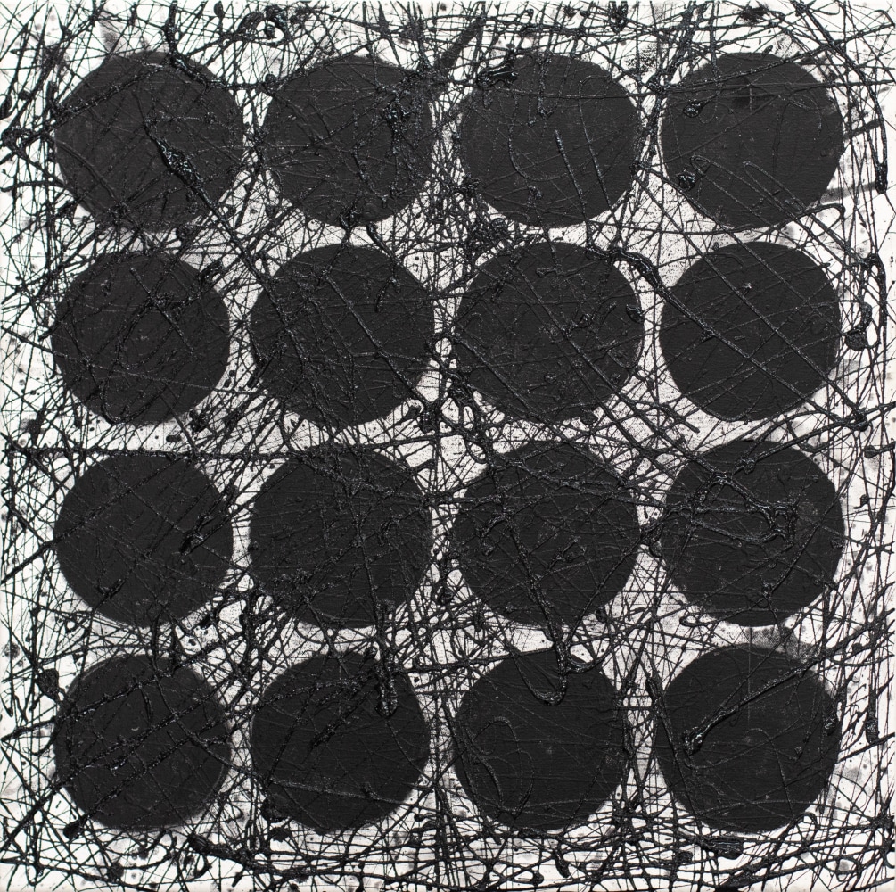 J. Steven Manolis, Black &amp; White (Black Graphic), 2020, 24 x 24 inches, Acrylic and latex enamel on canvas