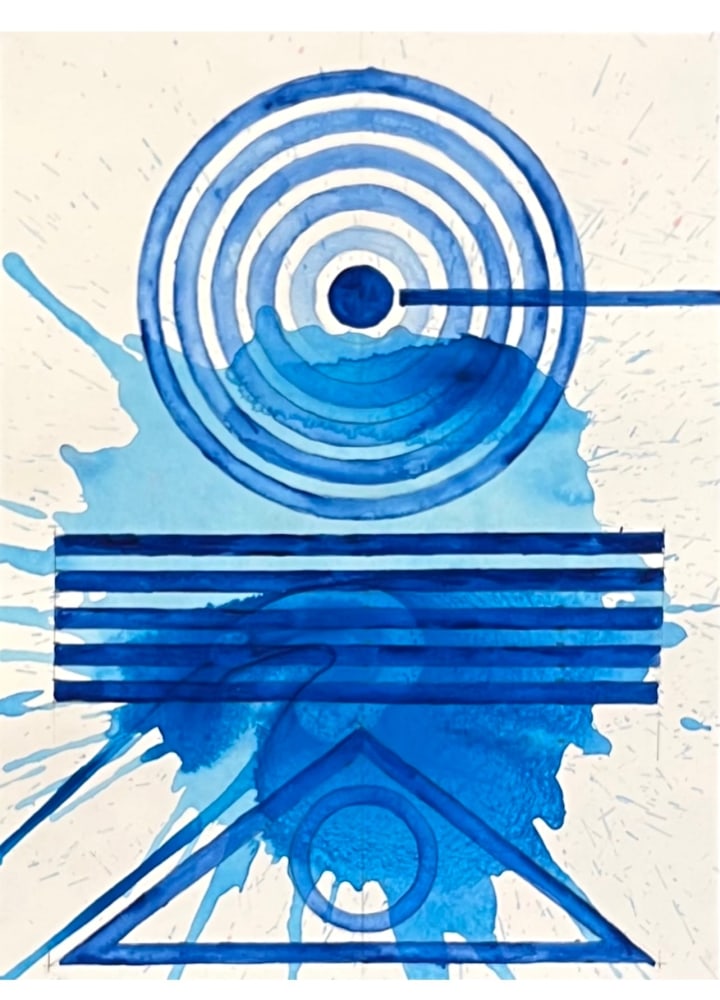 J. STEVEN MANOLIS, ABSTRACT EXPRESSIONISM, MONOCHROMATIC, BLUE, CONTEMPORARY ARTIST