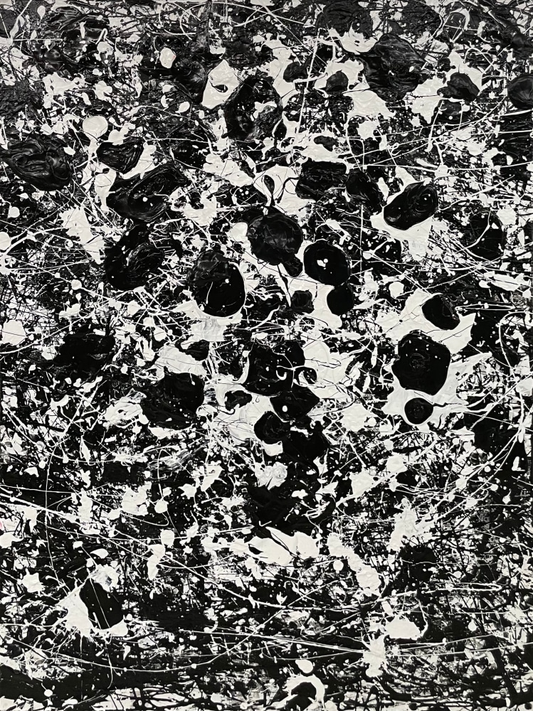 J. Steven Manolis, Black &amp; White, 40.30.01, Large Black and White Wall Art, Abstract expressionism paintings for sale at Manolis Projects Art Gallery, Miami, Fl