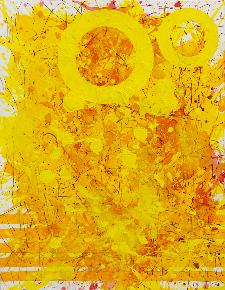 J. Steven Manolis, Sunshine (30.22.04), 2021, Watercolor, Acrylic and latex enamel on paper, 30 x 22 inches, Sunshine Art, Yellow Abstract art for Sale at Manolis Projects Art Gallery, Miami Fl