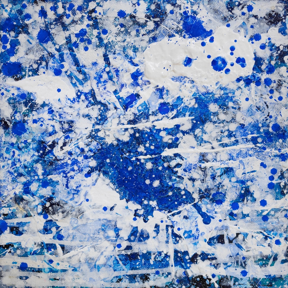 J. Steven Manolis, Splash 10.10.01, Acrylic and Latex Enamel on canvas, 10 x 10 inches, Splash Art, Blue Abstract art for sale