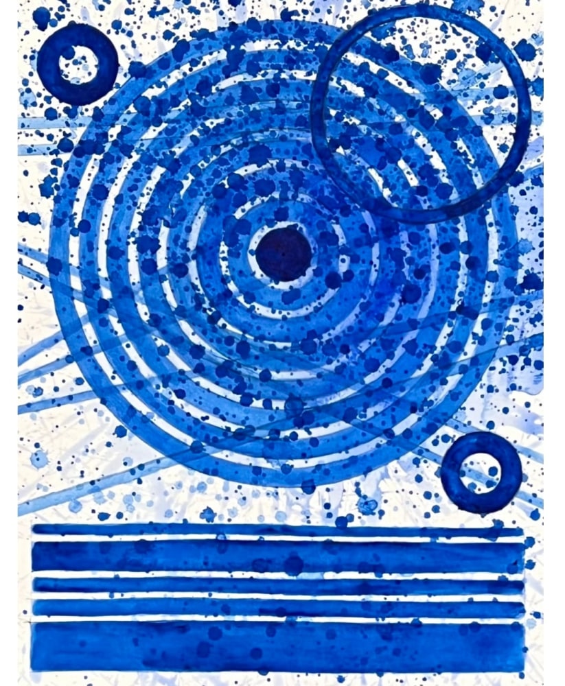 J. STEVEN MANOLIS, ABSTRACT EXPRESSIONISM, BLUE, MONOCHROMATIC, MODERN ART