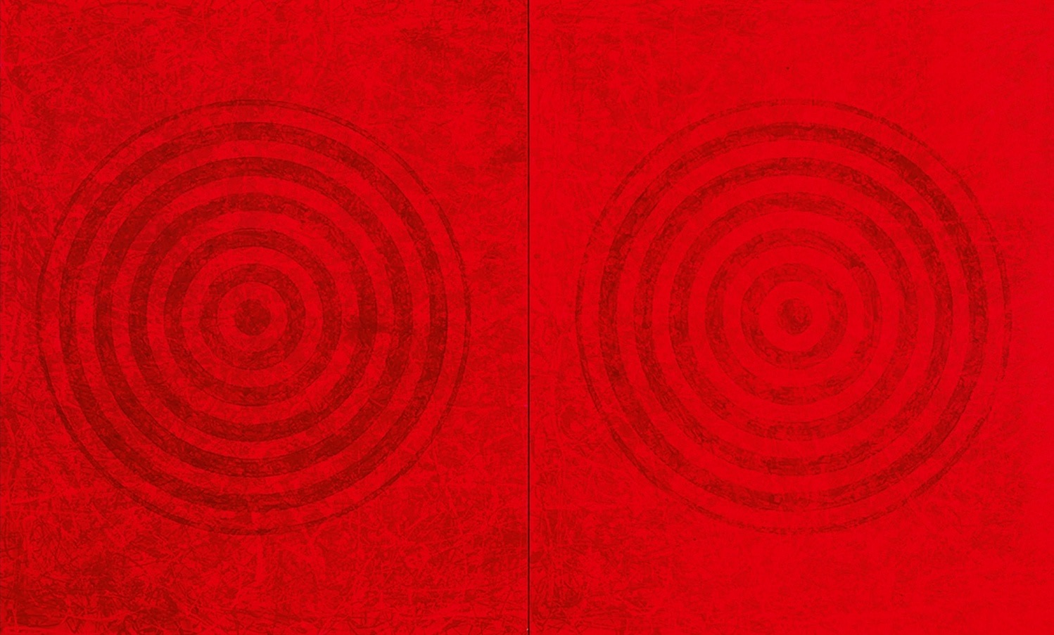 J. Steven Manolis, Redworld-Concentric, 2016, 72 x 120 inches, 72.120.01, Red Abstract Art, Large Abstract Wall Art for sale at Manolis Projects Art Gallery, Miami, Fl