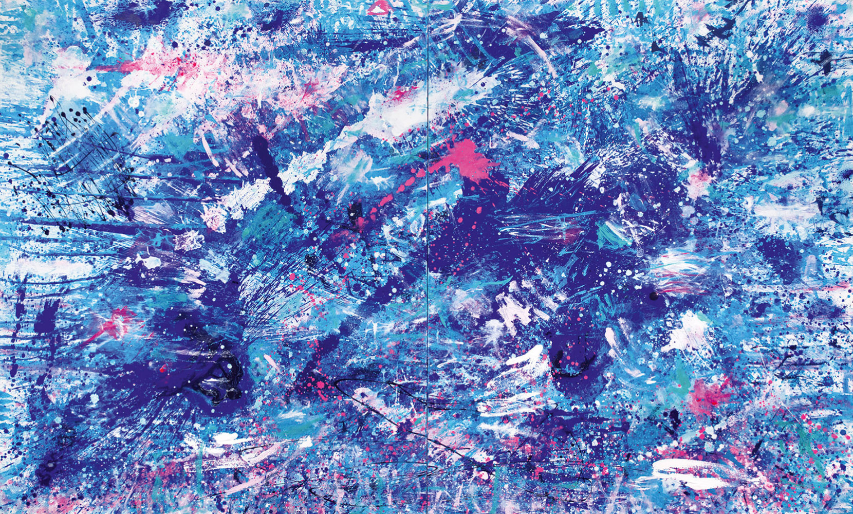 J. Steven Manolis, Splash (Pink Sands), 2016, 72 x 120 inches, Acrylic paintings on canvas, Extra large Wall Art, Blue Abstract Art for sale at Manolis Projects Art Gallery, Miami, Fl