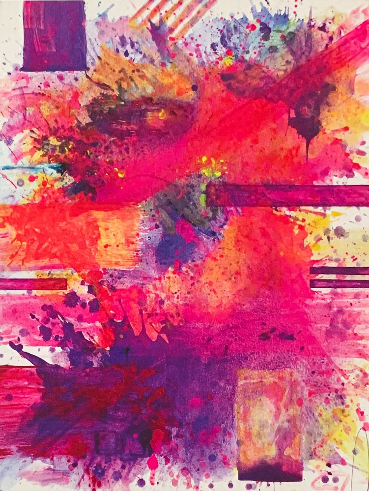 j. Steven Manolis, Lavender and Pink Sunset without Symbology, 2019, Acrylic painting on canvas, 48 x 36 inches, Gestural Abstraction, Abstract expressionism art for sale at Manolis Projects Art Gallery, Miami, Fl