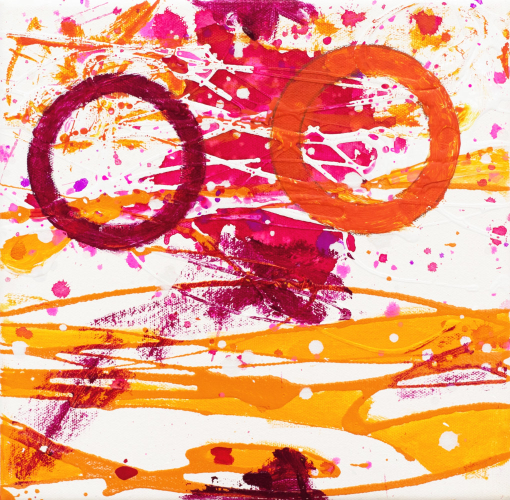 J. Steven Manolis, Flamingo 10.10.06, 2020, acrylic-latex on canvas, 10 x 10 inches, Abstract expressionism paintings for sale at Manolis Projects Art Gallery, Miami, Fl