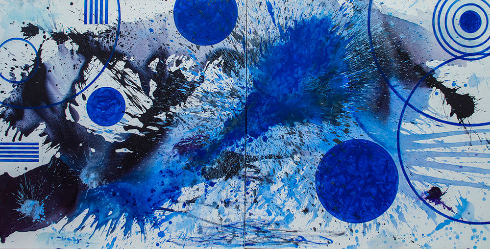 J. Steven Manolis, Prairie Moon, 2017, Acrylic painting on canvas, 60 x 120 inches, Blue Abstract Art, Abstract expressionism art for sale