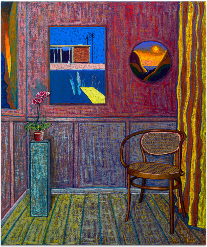 JJ Manford, Interior with David Hockney Print &amp; Bentwood Chair, 2021