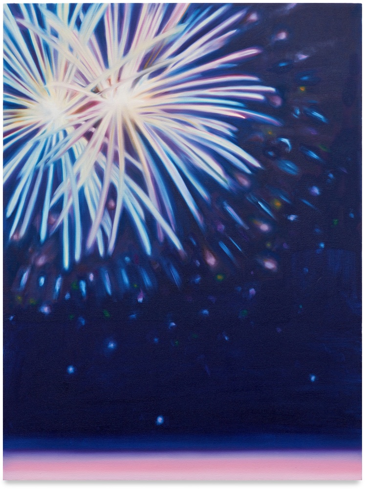 Mark Whalen, Night lights, window painting, 2025
