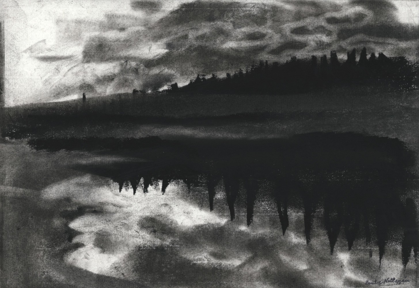 Emily Nelligan, 27 Oct 82 (2), 1982, charcoal on paper, 7 1/4 x 10 1/2 inches

Available