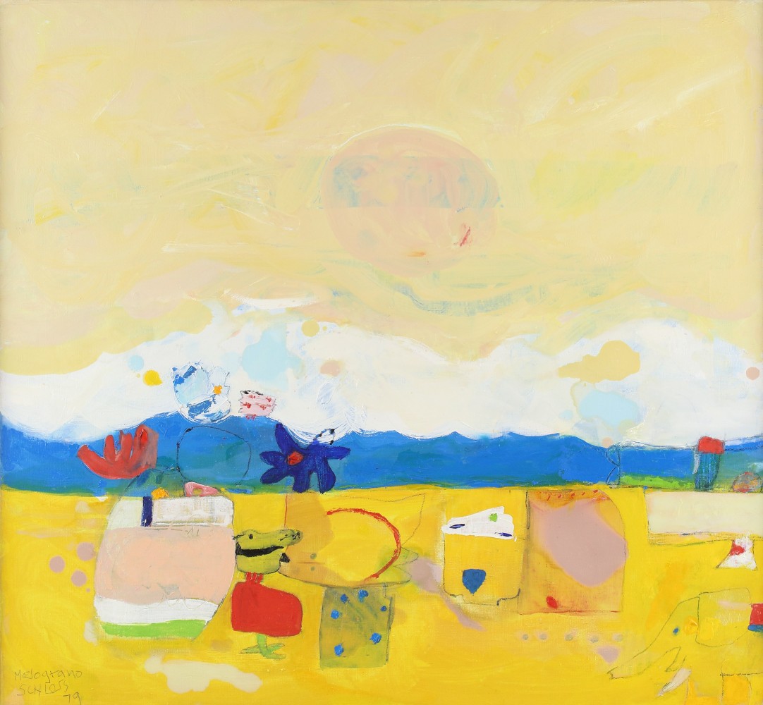 Edith Schloss, Melograno, 1979, oil on canvas, 24 9/16 x 26 1/2 inches
