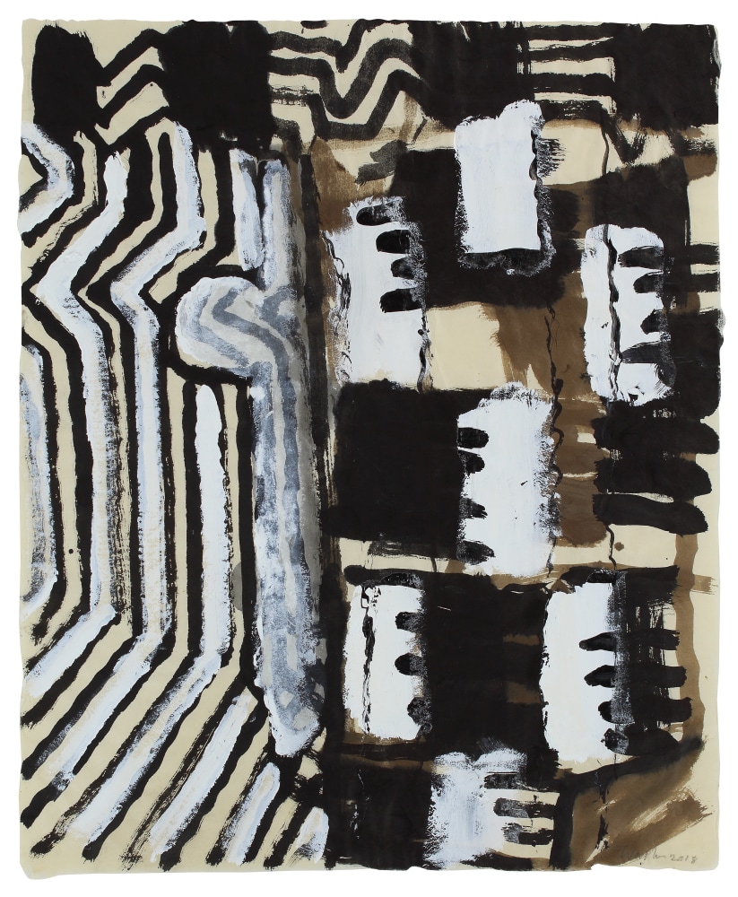 Untitled, 2018, gouache and ink on paper, 20 1/4 x 16 3/4 inches