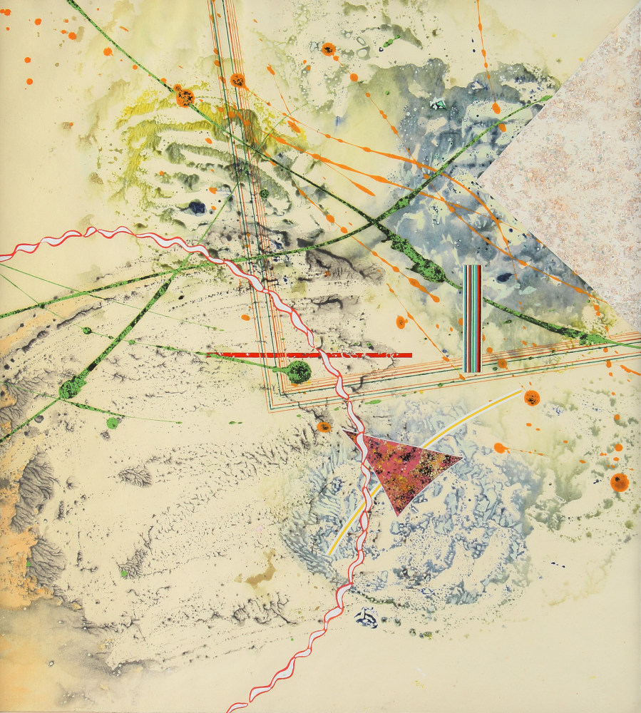 Pat Adams, Willingness, 1977, acrylic, mother of pearl, pastel and ink on paper, 16 1/2 x 15 inches