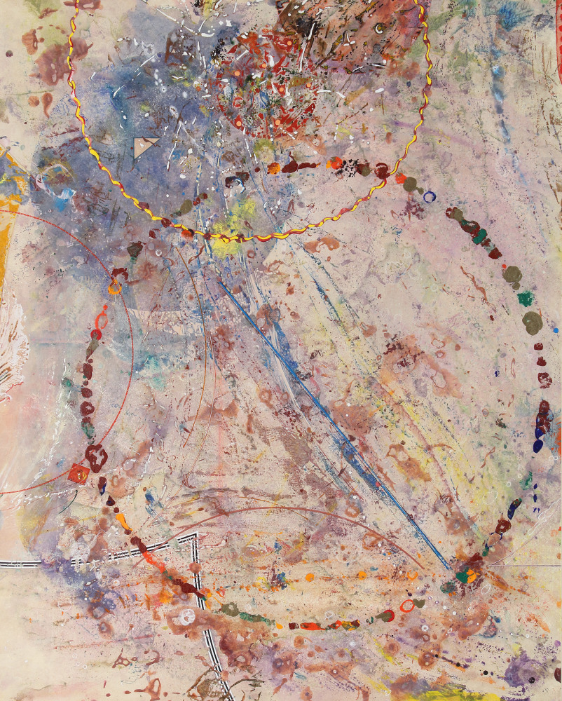 Pat Adams, Arise, 1981, acrylic, crayon and sand on paper, 23 x 18 3/4 inches