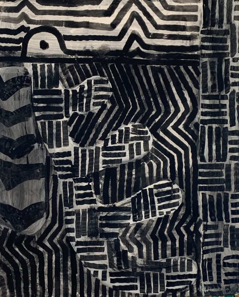 John Walker, March 2020, IV, 2020, charcoal and ink on paper, 51 x 41 inches